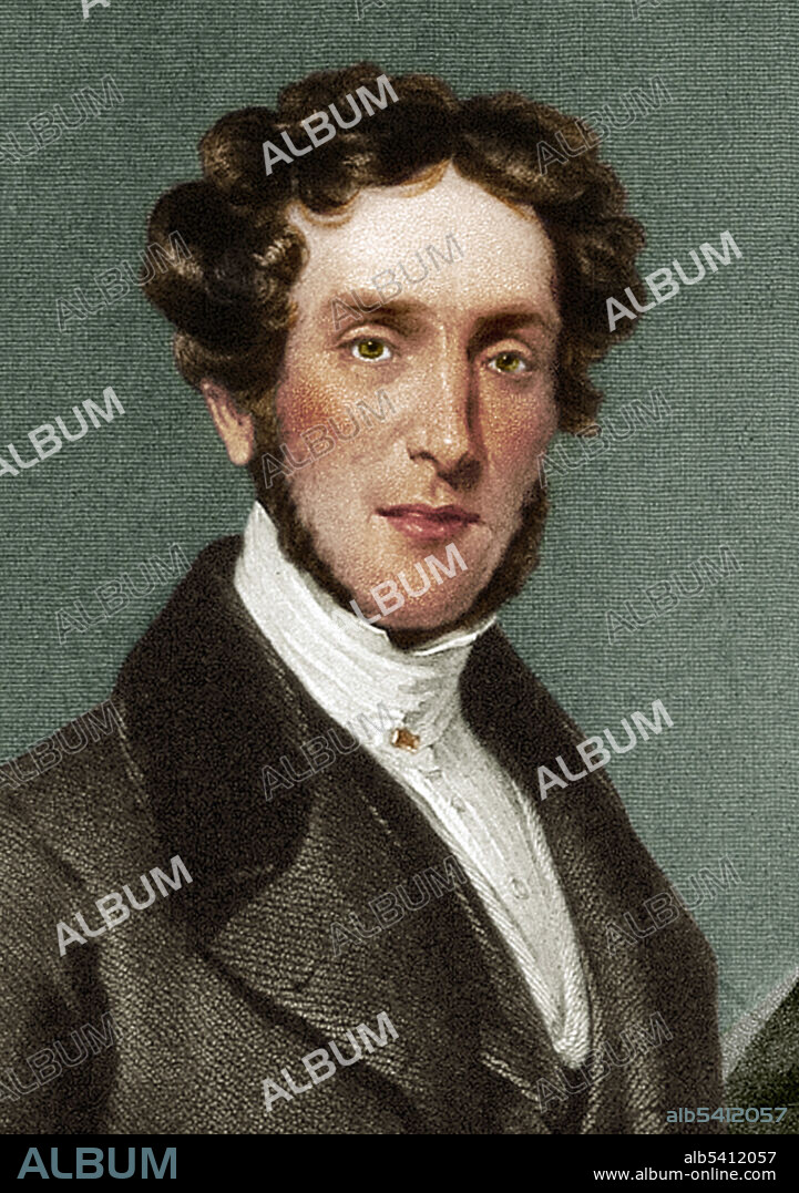 Gideon Algernon Mantell (February 3, 1790 - November 10, 1852) was an English physician and paleontologist. In 1822 he and his wife Mary discovered the first fossil teeth of Iguanodon in the chalk downlands of Sussex.  Mantell's attempts to reconstruct a fossil Iguanodon began the scientific study of dinosaurs. Mantell continued to work on Cretaceous findings in southern England. In 1841 he suffered a debilitating spinal injury, the result of a fall from a carriage. A post-mortem revealed that he suffered from scoliosis. The study of his malady led to advances in the diagnosis of the disease. This image, based on an engraving from a painting by Samuel Stepney (1837), has been colorized.