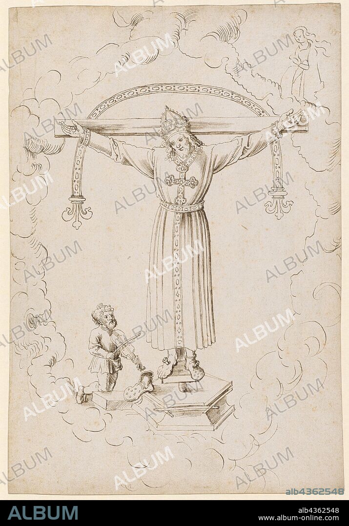 The miraculous image of the Volto Santo in Lucca, c. 1510, feather in black-brown, page: 30.9 x 21.4 cm, unsigned, Anonym, Oberrhein (sog. Pseudo-Leu).