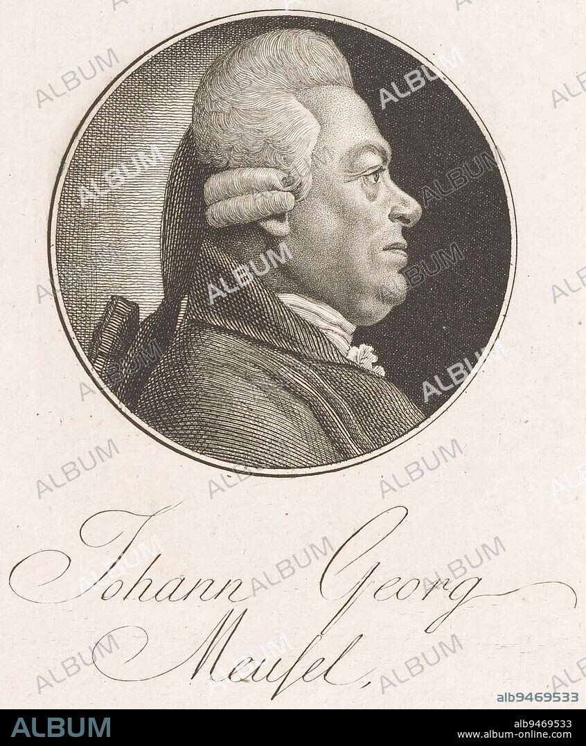 Portrait of Johann Georg Meusel, print maker: Christoph Wilhelm Bock, (mentioned on object), Christoph Wilhelm Bock, (mentioned on object), Neurenberg, 1791, paper, engraving, etching, h 148 mm - w 92 mm.