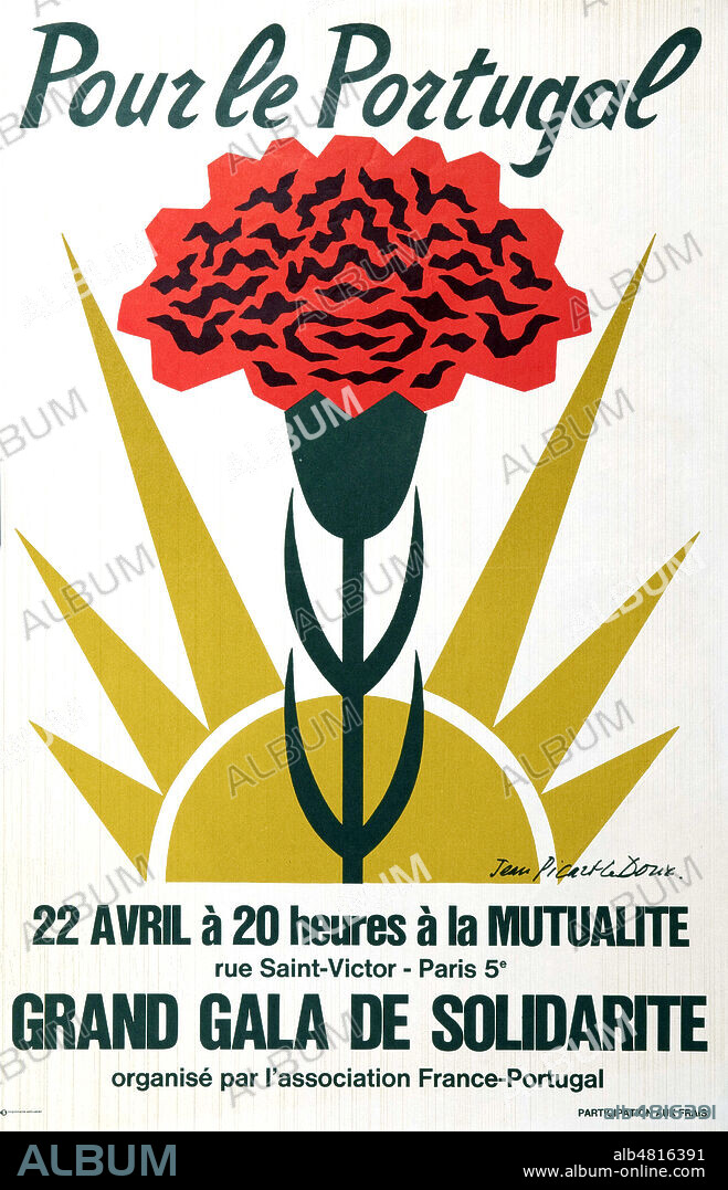 Pour le Portugal. Grand gala de solidarite a la mutualite organise par l'association France-Prtugal. Illustration de Jean PICART LE DOUX (1902-1982) pour une affiche de 1975. ADAGP. Credit : Collection Dixmier/Kharbine-Tapabor.