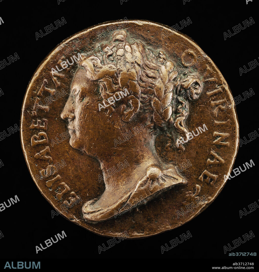 DANESE CATTANEO. Elisabetta Querini, died 1559, Daughter of Francesco Querini of Venice, Wife of Lorenzo Masolo, Widowed 1556 [obverse]. Dimensions: overall (diameter): 4.1 cm (1 5/8 in.)  gross weight: 40.51 gr (0.089 lb.)  axis: 1:00. Medium: bronze.