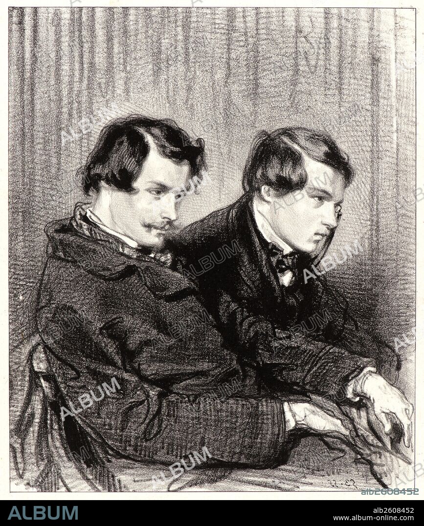 Paul Gavarni (aka Hippolyte-Guillaume-Sulpice Chevalier, French, 1804 - 1866). Messieurs du Feuilleton, 19th century. Lithograph on India paper. First state, before letters.