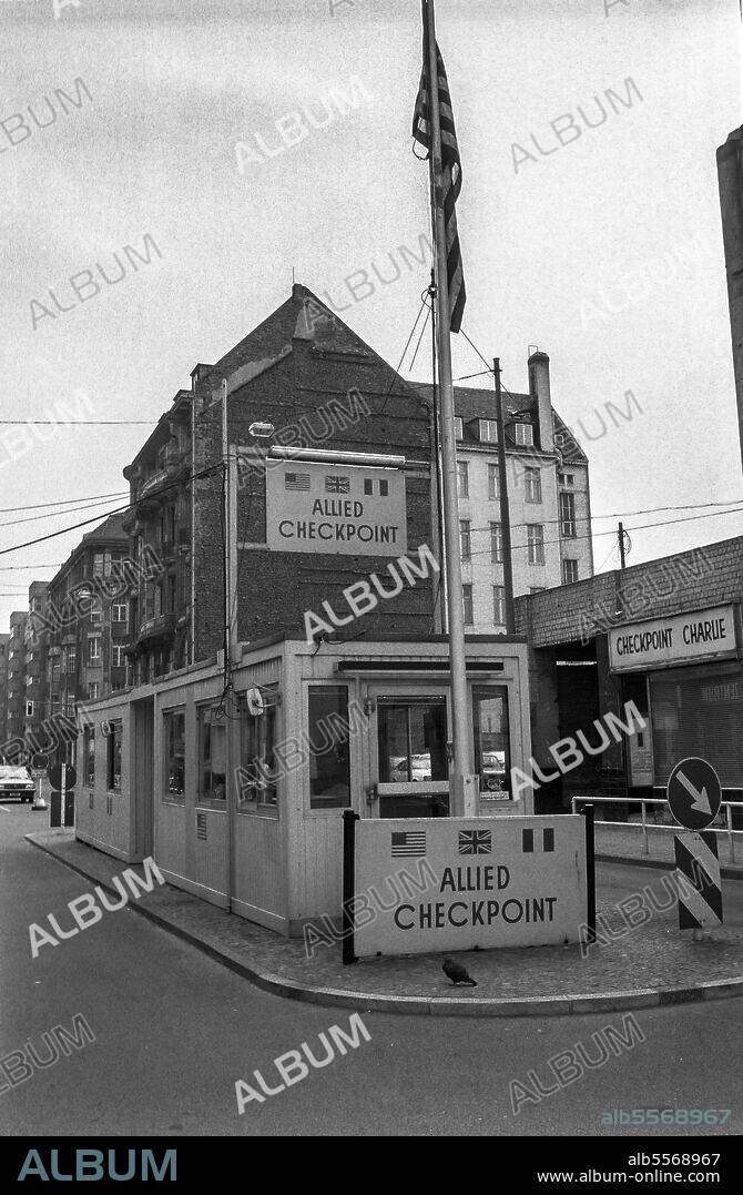 Checkpoint Charlie in West Berlin, Germany, 1983.