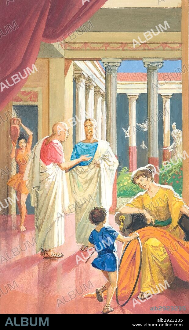 Creative illustration. History of Rome Ancient Rome. The pater familias, also written as paterfamilias  was the head of a Roman family. The term is Latin for father of the family or the owner of the family estate. The pater familias was always a Roman citizen.