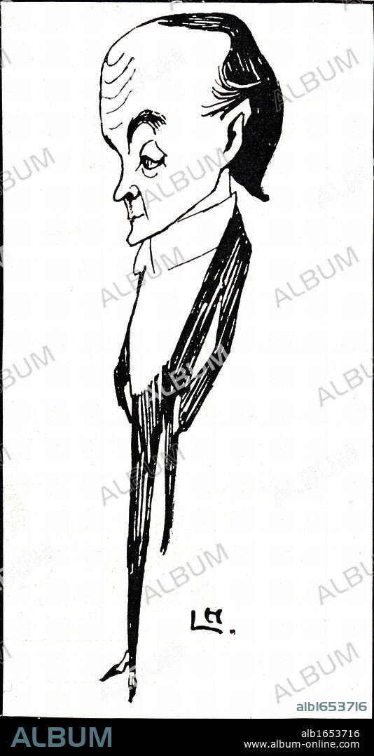 Max Beerbohm (1872-1956) British writer and caricaturist. One novel, Zuleika Dobson (1912). Caricature by Laurence Houseman published 1901. Engraving.