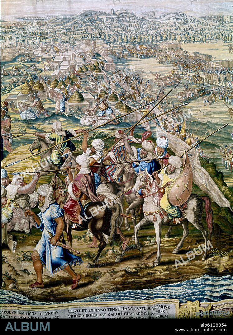 ANÓNIMO. TAPIZ DE LA GUERRA DE TUNEZ 1535 - TOMA DE TUNEZ - TEJIDO EN 1740 POR ORDEN DE FELIPE V.