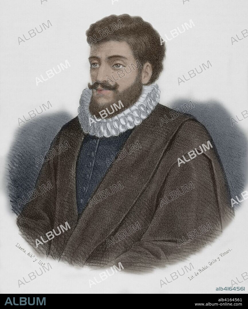 Francisco Sánchez el Escéptico (1551-1623). Filósofo escéptico y médico renacentista. Dibujo por Llanta. Litografía. Coloreada. Retrato. Crónica General de España, Historia Ilustrada y Descriptiva de sus Provincias. Extremadura, 1870.