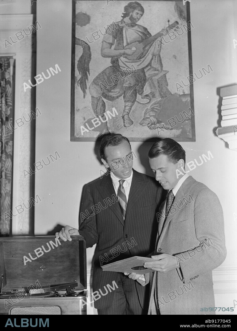 WILLIAM PAUL GOTTLIEB. Portrait of Ahmet M. Ertegun and Nesuhi Ertegun, Turkish Embassy, Washington, D.C., ca. 1940.