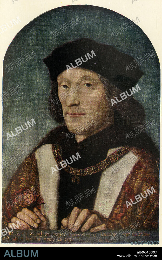 'Henry VII', (c1911). King Henry VII of England. 'From a painting by an unknown Flemish artist, in the National Portrait Gallery'. Published in "The Portrait Book of Our Kings and Queens 1066-1911", edited by T. Leman Hare. [T. C. & E. C. Jack, London & Edinburgh].