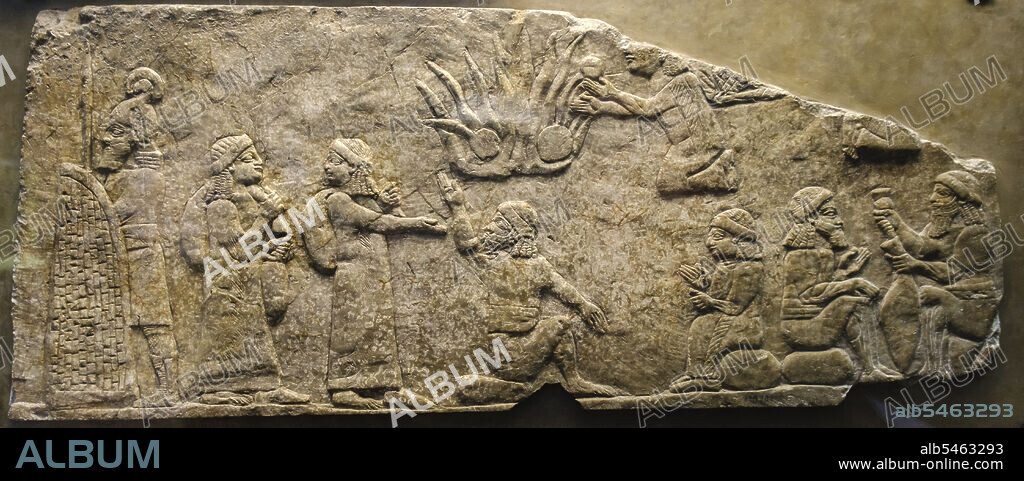 Assyrian relief of Babylonian prisoners, north palace in Nineveh, British museum, London, England, Great Britain.