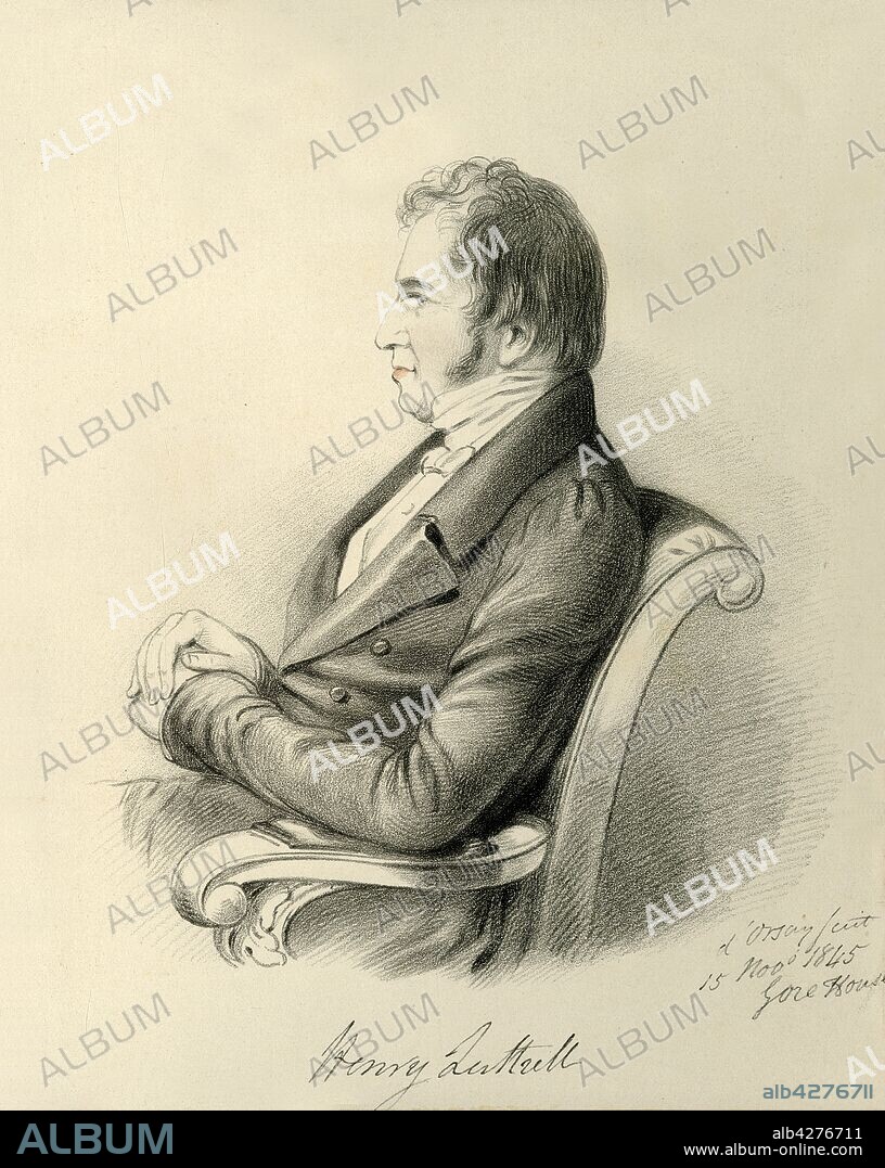 ALFRED D'ORSAY. 'Henry Luttrell', 1845. Portrait of Irish poet Henry Luttrell (1765-1851). From "Portraits by Count D'Orsay", an album assembled by Lady Georgiana Codrington. [1850s].