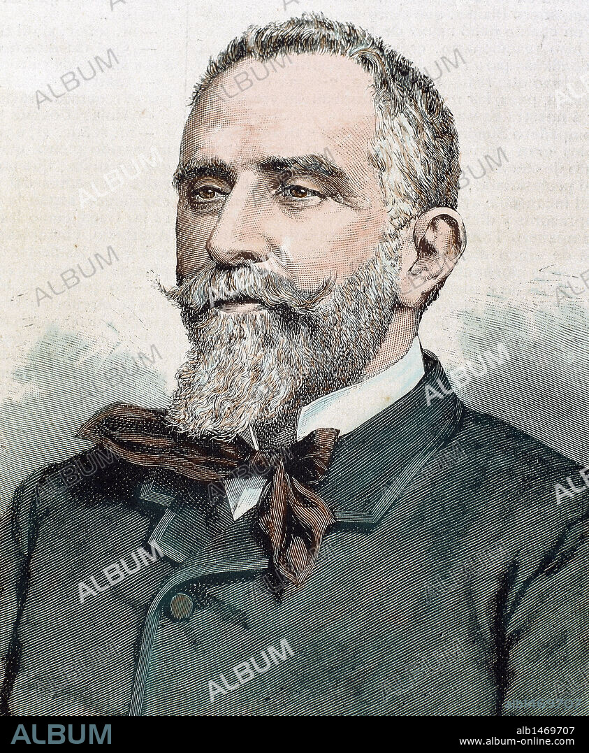 AZCARATE Y MENENDEZ, Gumersindo (León,1840-Madrid 1917). Político y sociólogo español. Estuvo vinculado a la Institución Libre de Enseñanza, que llegó a dirigir. Militó en el partido republicano progresista de Ruiz Zorrilla desde 1873. En la última etapa de su vida pasó al partido reformista acaudillado por Melquíades Alvarez. Grabado coloreado.