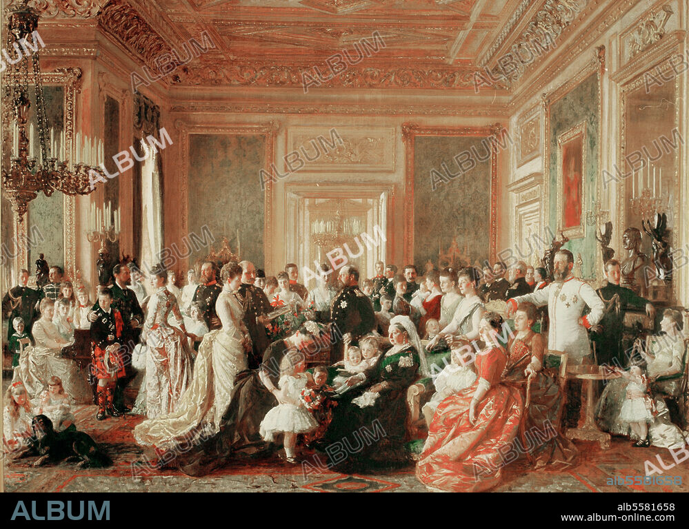 Victoria, Queen of Great Britain a. Ireland (1837-1901); 1819-1901. / "The family of Queen Victoria" (Family gathering at the anniversary of her reign in 1887). Painting, 1887, by Laurits Regner Tuxen (1853-1927). Oil on canvas, 165.7 × 226.1cm. Her Majesty Queen Elizabeth II.