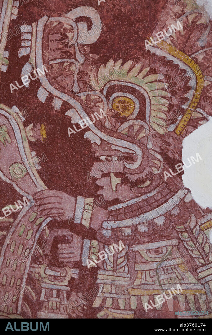 Wall Mural, Priest Procession, Palace of Tepantitla, Teotihuacan Archaeological Zone, State of Mexico, Mexico, North America.
