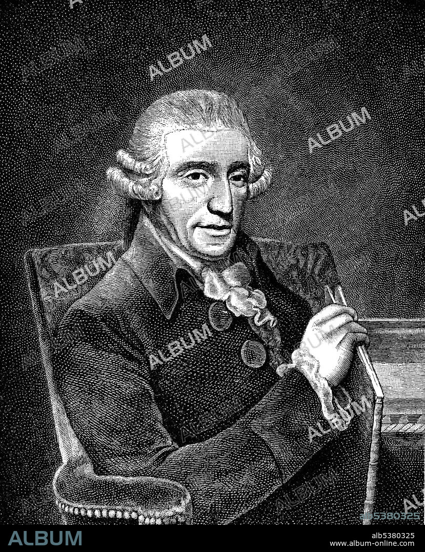 Historical drawing from the 19th Century, portrait of Franz Joseph Haydn, 1732-1809, Austrian composer and leading representative of the Viennese Classical period