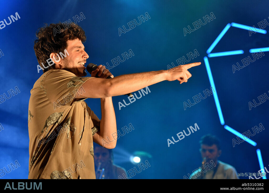 Miki Nuñez. April 23, 2021, LÂ¥Hospitalet, Spain: Spanish singer Miki NuÃ±ez performs live on stage in L'Hospitalet..The Spanish singer Miki NuÃ±ez performs before 900 people, all wearing face masks as a preventive measure against the spread of Covid-19 virus during the Spring Festivities in L'Hospitalet (Barcelona). Miki NuÃ±ez is a Spanish singer who participated in the singers contest ''Operacion Triunfo'' on Spanish Television. (Credit Image: © Ramon Costa/SOPA Images via ZUMA Wire).