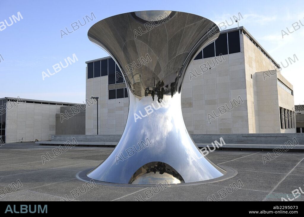 Israel. Jerusalem. Turning the world upside down, 2010, by Anish Kapoor (b.1954). Crown Plaza. Israel Museum.
