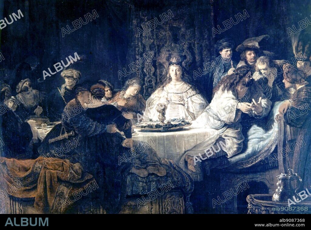 Samson's Wedding. Samson Proposing the Riddle at the Wedding Feast, 1638. by Rembrandt. in Deutsch Fototek Dresden. Rembrandt Harmenszoon van Rijn (July 15, 1606 - October 4, 1669) is generally considered one of the greatest painters in European art history and the most important in Dutch history. ©2006 TopFoto.