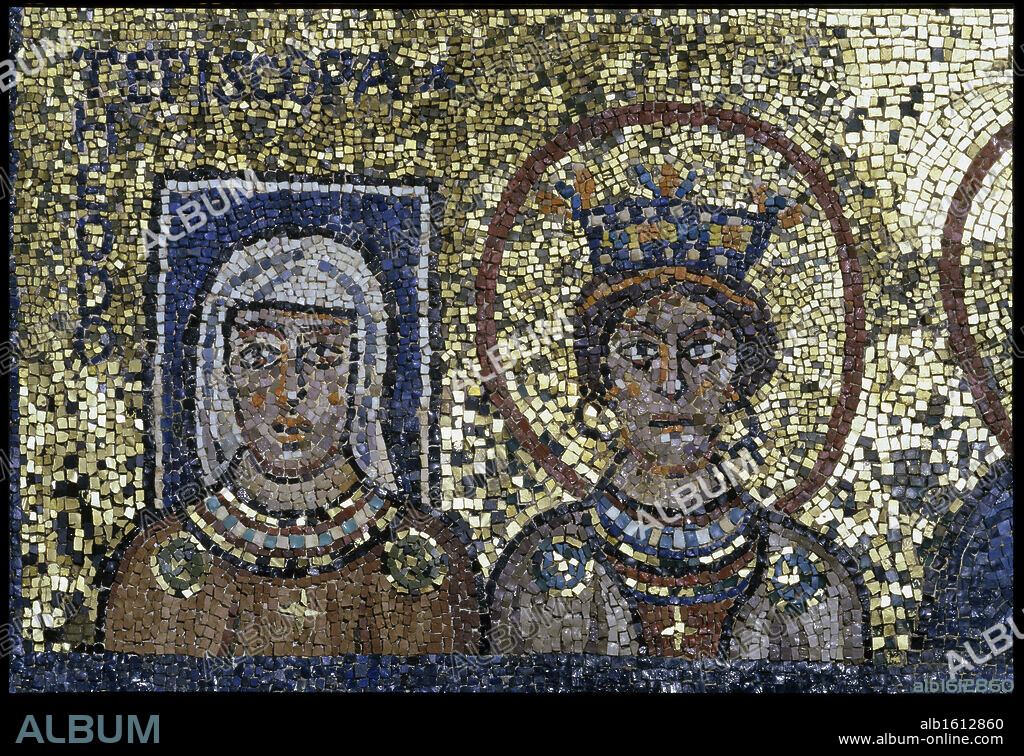 BYZANTINE ART. Teodora Episcopa & Saint   814-824 AD  Chapel Of San Zenone   Mosaic  Basilica di Santa Prassede, Rome, Italy.