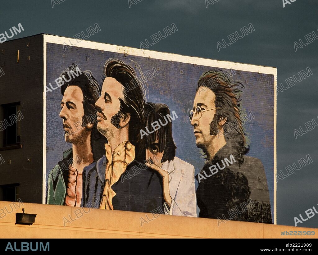 Beatles Mural by Hector Ponce; Santa Monica Boulevard and Wilcox, Los Angeles, California, USA, 2009.