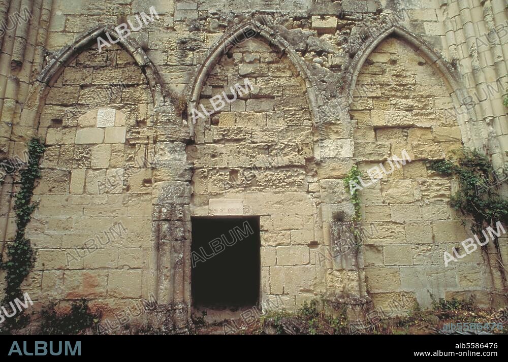 Marmoutier (östl. von Tours, Dép. Indre-et-Loire, Frankreich), Abtei (372 o. 375 vom Hl. Martin gegr.). Ruine der Abtei. Foto, 1996.