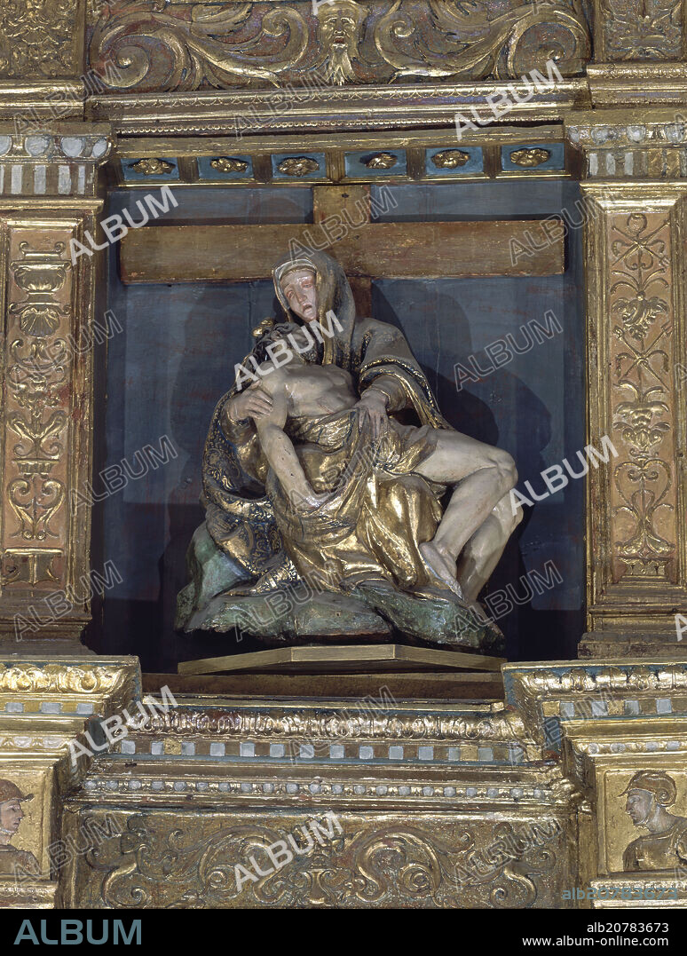 ALONSO BERRUGUETE (1488-1561). LA PIEDAD - DETALLE DEL RETABLO MAYOR REALIZADO POR ALONSO BERRUGUETE - SIGLO XVI - RENACIMIENTO ESPAÑOL.