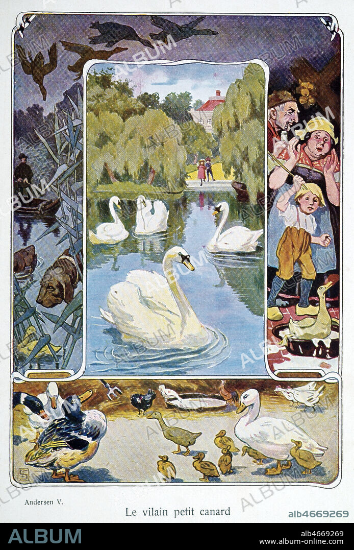 Le vilain petit canard. Illustration par E. SIEGERT vers 1920 pour Contes d'Andersen de Hans Christian ANDERSEN (1805-1875). Credit : Collection KHARBINE-TAPABOR.