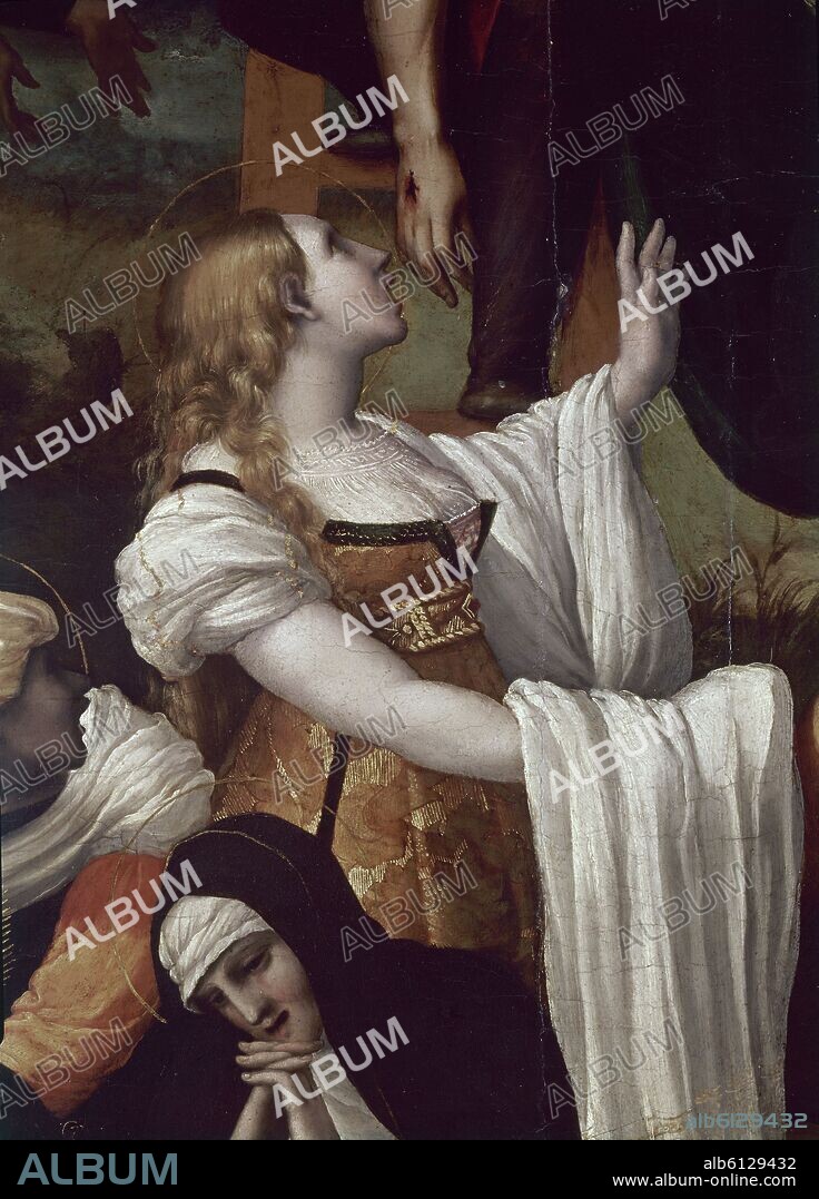 PEDRO MACHUCA. DESCENDIMIENTO DE LA CRUZ - DETALLE DE MARIA MAGDALENA - 1547 - OLEO/TABLA - RENACIMIENTO ESPAÑOL.