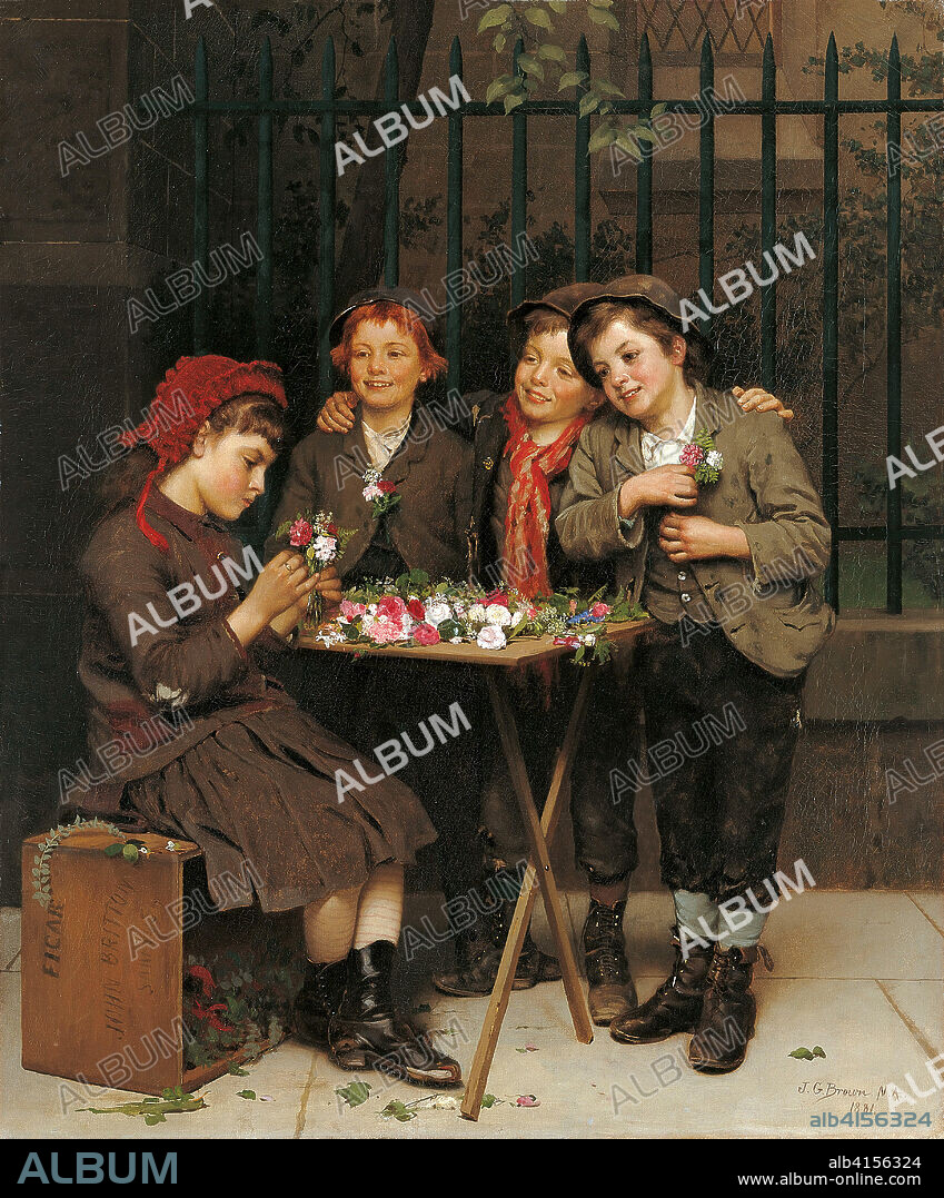 John George Brown (Durham 1831 - Nueva York 1913). Una clientela dura (1881). Óleo sobre lienzo. 76 x 63,5 cm.
