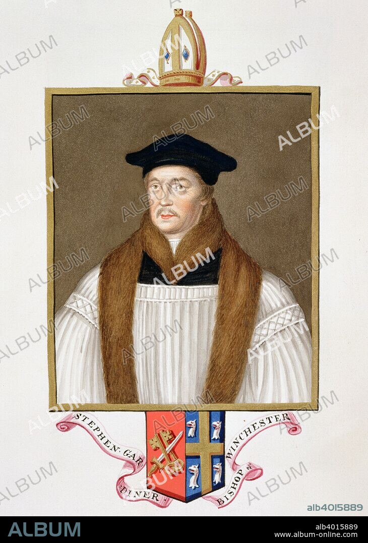 Stephen Gardiner, 16th century Bishop of Winchester, (1825). Gardiner (c1483-1555) was acively involved in diplomacy during the reign of Henry VIII  From. He was rewarded for his service with the Bishopric of Winchester in 1531. Imprisoned during the reign of Edward VI, Gardiner was released and restored as bishop by Mary I, who he also served as Lord Chancellor. Memoirs of the Court of Queen Elizabeth, published in 1825.