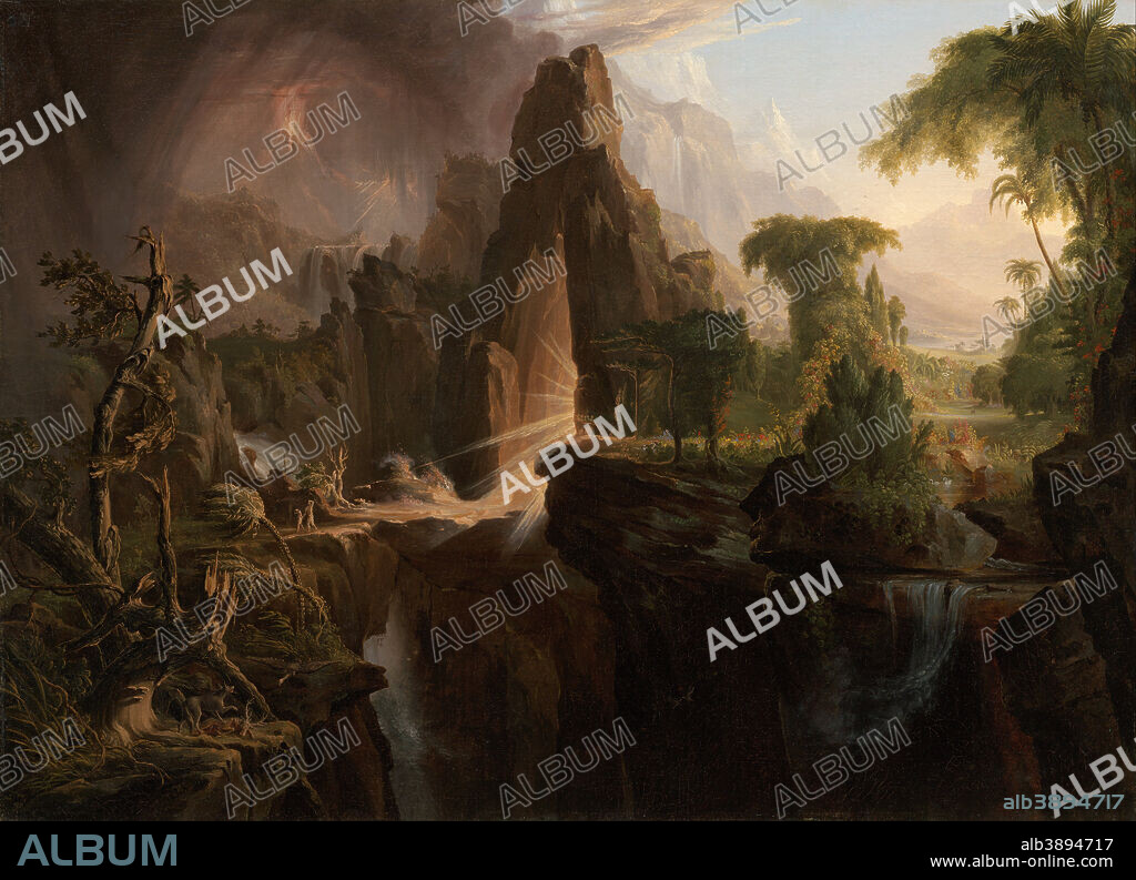 THOMAS COLE. Expulsion from the Garden of Eden. Date/Period: 1828. Painting. Oil on canvas. Height: 1,009.60 mm (39.74 in); Width: 1,384.30 mm (54.50 in).