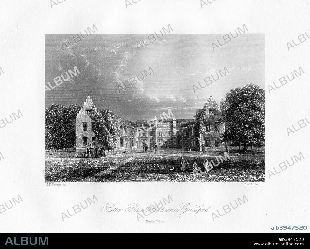 Sutton Place, near Guildford, Surrey, 19th century. North view of the Tudor estate, built for Sir Richard Weston in the 16th century. Millionaire Jean Paul Getty lived here in the 1950s.