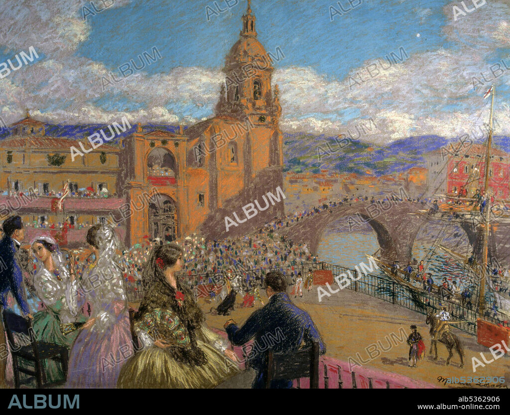MANUEL LOSADA. LOSADA , MANUEL. PINTOR ESPAÑOL . BILBAO 1865- 1949. " TOROS EN SAN ANTON ". COLECCION PARTICULAR . MADRID TAUROMAQUIA BILBAO PINTADO. ATENCION: AUTOR CONTEMPORANEO SUJETO A COPYRIGHT ©. EL CLIENTE FINAL ES RESPONSABLE DE LA GESTION DE LOS DERECHOS DE AUTOR CON LAS SOCIEDADES EXISTENTES DE GESTION DE DERECHOS O DIRECTAMENTE CON LOS ORGANISMOS TITULARES DE LOS MISMOS.