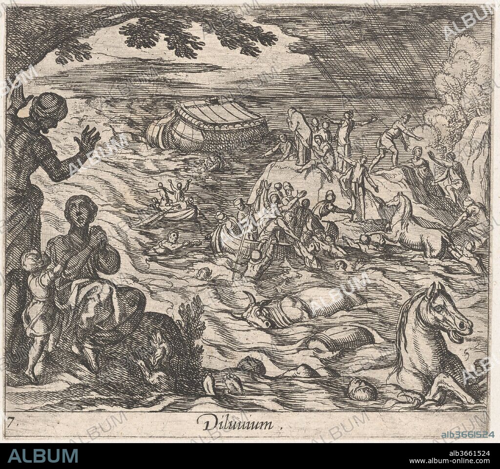 Plate 7: The Flood (Diluvium.), from Ovid's 'Metamorphoses'. Artist: Antonio Tempesta (Italian, Florence 1555-1630 Rome). Dimensions: Sheet: 4 1/8 × 4 5/8 in. (10.5 × 11.7 cm). Date: 1606.