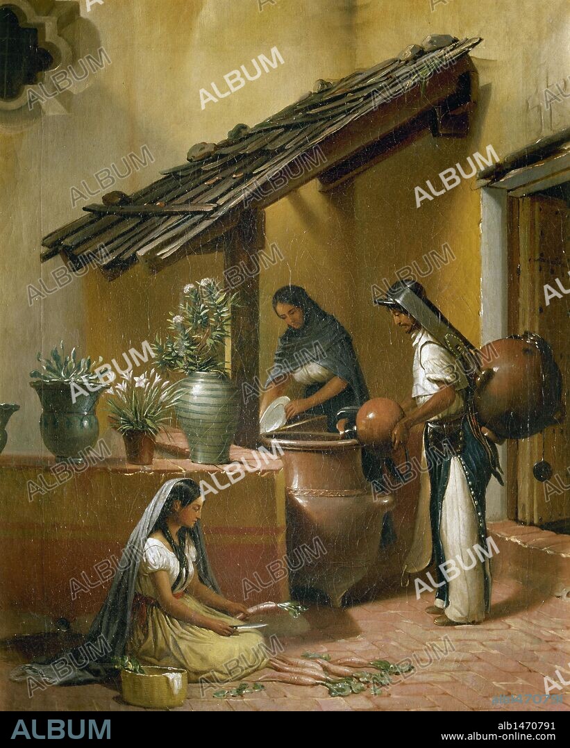 The Water Place (Tortugo), 1859, by Edouard Pingret, french painter. National Museum of History, Mexico City. Mexico.