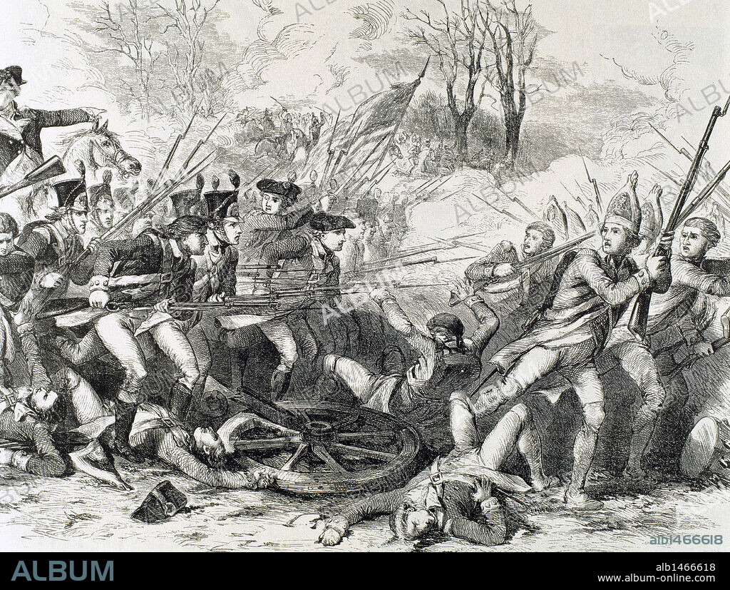GUERRA DE LA INDEPENDENCIA AMERICANA (1775-1783). "BATALLA DE COWPENS" (17 de enero de 1781). Grabado.