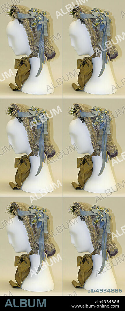 Bonnet, American, ca. 1863, American, cotton, silk, metal.