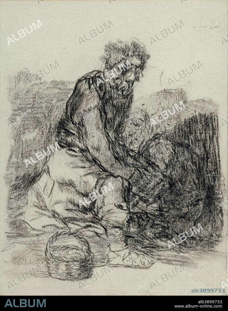 FRANCISCO DE GOYA. Se muer[en] (They are dying). Date/Period: Between ca. 1825 and ca. 1828. Drawing. Black chalk with lithographic crayon and/or stumping. Height: 189 mm (7.44 in); Width: 144 mm (5.66 in).