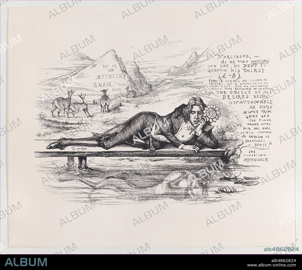 THOMAS NAST. Oscar Wilde as Narcissus, ca. 1894.