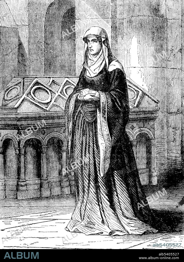 Matilda of Scotland (1080 - May 1, 1118) was a Queen of England. She was the daughter of the English princess Saint Margaret and the Scottish king Malcolm III. She was descended from Alfred the Great. Matilda and Henry I married in late 1100. Matilda led a literary and musical court, but was also pious. She embarked on building projects for the church, and acted as regent when her husband was away; many surviving charters are signed by her. Matilda lived to see her daughter Matilda become Holy Roman Empress but died two years before the drowning of her son William. Cassell's Illustrated History of England, 1865 (cropped and cleaned).