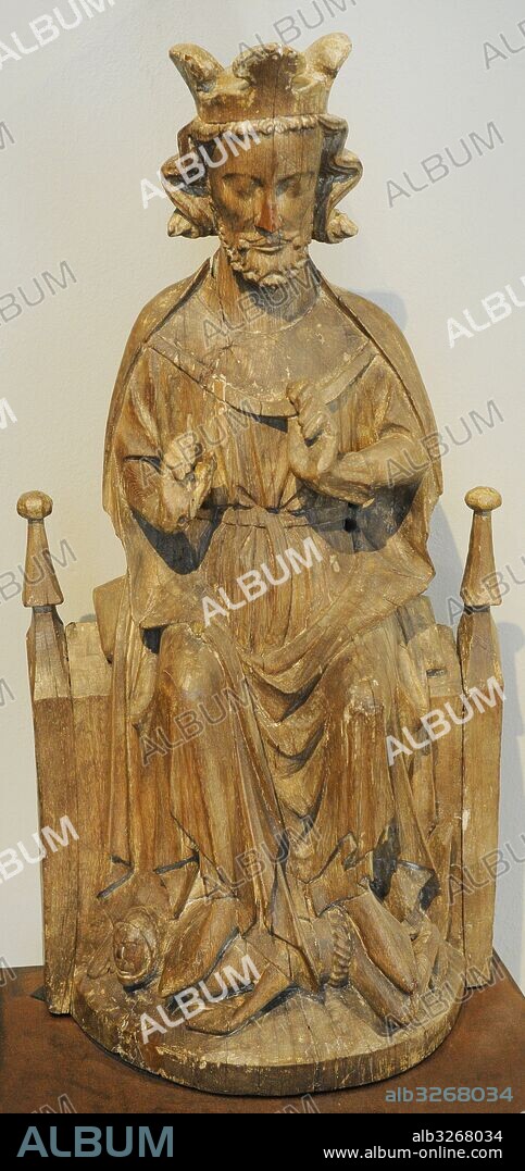 Olaf II of Norway (995-1030) or St. Olaf. King of Norway. Statue. Tanum church, Brunlanes, Vestfold, c. 1260-1280. Historical Museum. Oslo. Norway.