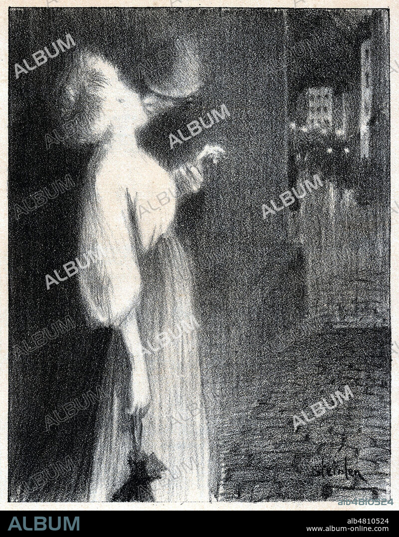 Tu m'apparus. Poesie de Bertrand MILLANVOYE. Illustration de 1896 par Alexandre STEINLEN (1859-1923) pour Chansons de femmes par Paul DELMET (1862-1904). Credit : Collection Jonas/Kharbine-Tapabor.