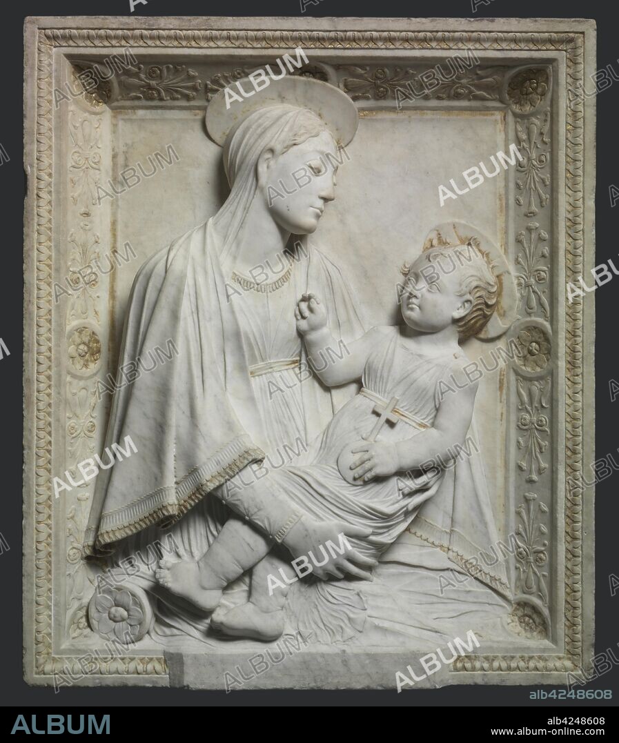 Madonna and Child, by 1461. Mino da Fiesole (Italian, c. 1430-1484). Marble with traces of gilding; overall: 93.7 x 80 x 12.7 cm (36 7/8 x 31 1/2 x 5 in.).