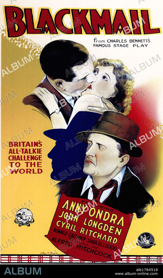 Poster de CHANTAJE, 1929 (BLACKMAIL), dirigida por ALFRED HITCHCOCK. Copyright BIP.