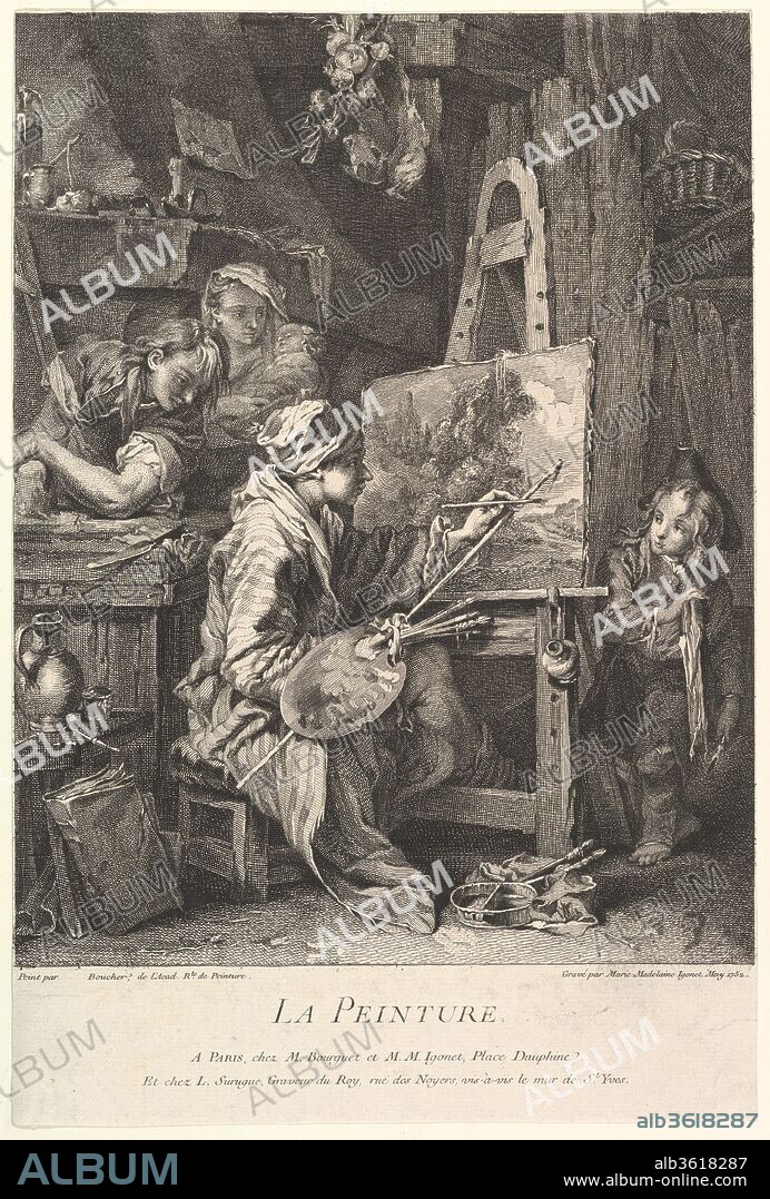 Painting. Artist: After François Boucher (French, Paris 1703-1770 Paris); Marie Madeleine Igonet (French, active Paris, 1744-60). Dimensions: sheet: 14 5/16 x 9 5/8 in. (36.4 x 24.5 cm). Date: 1752.