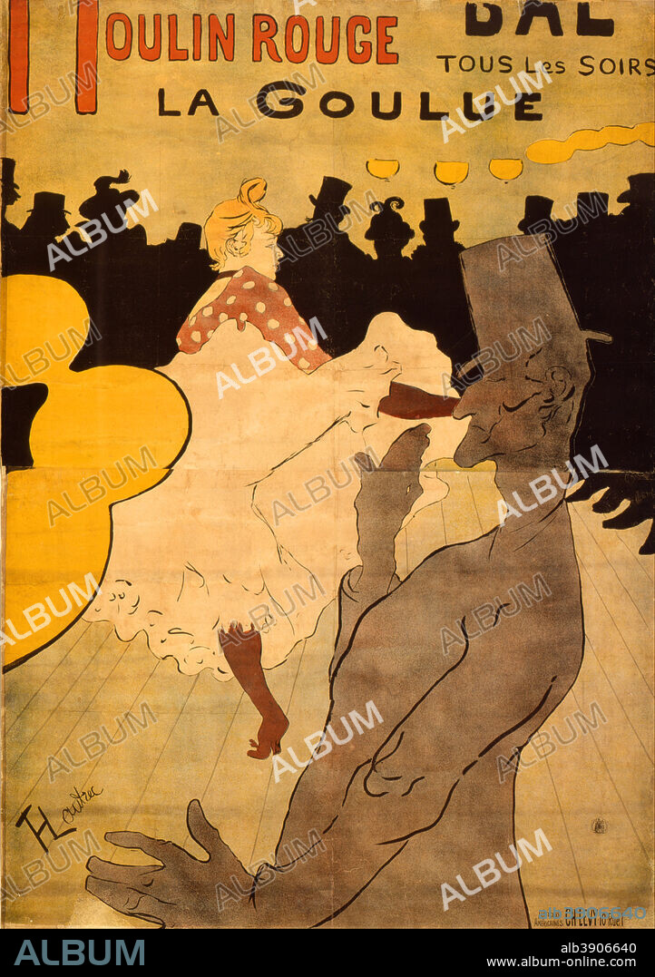 HENRI DE TOULOUSE LAUTREC. Moulin Rouge-La Goulue. Date/Period: 1891. Color lithographs. Color lithograph.