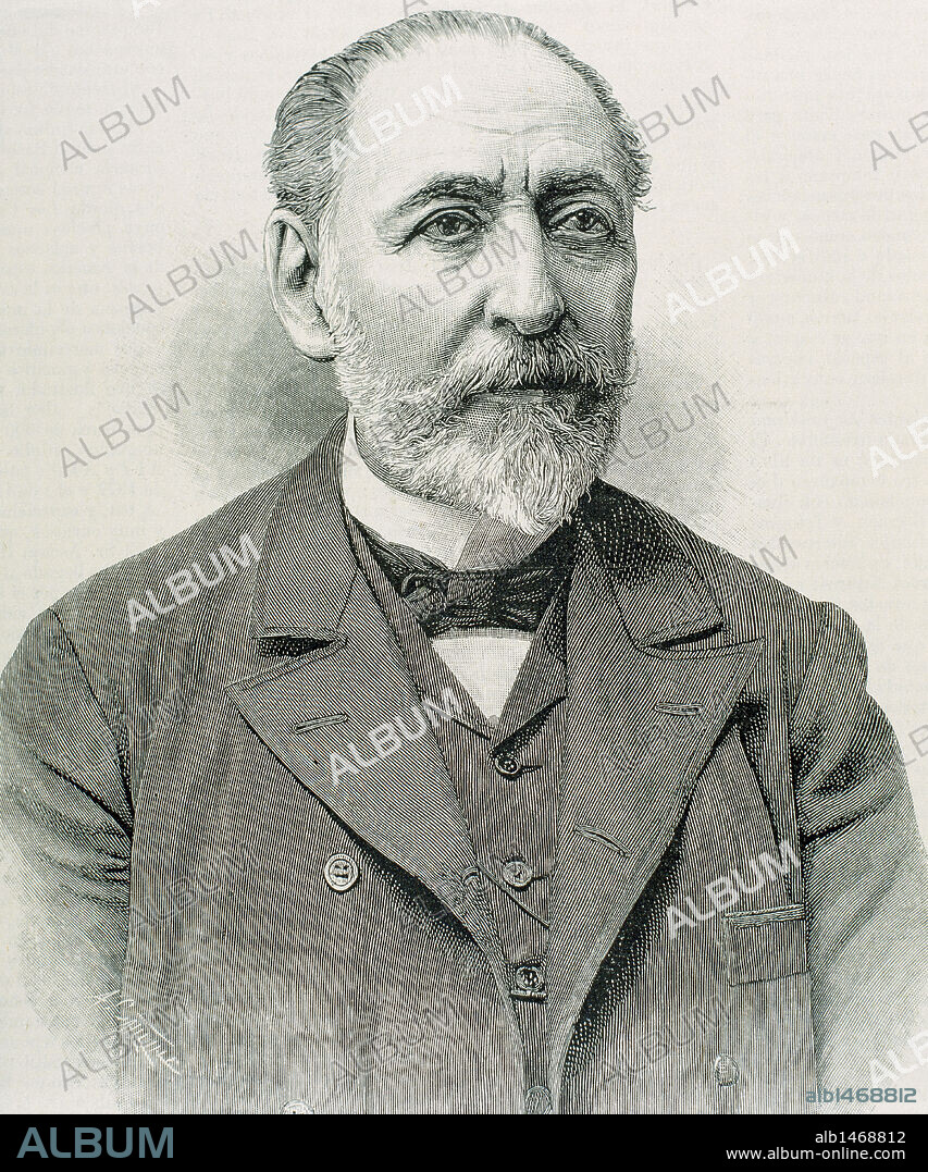 BARBIERI, Francisco Asenjo (Madrid,1823-Madrid, 1894). Compositor, musicólogo y director de orquesta español. Grabado del siglo XIX.