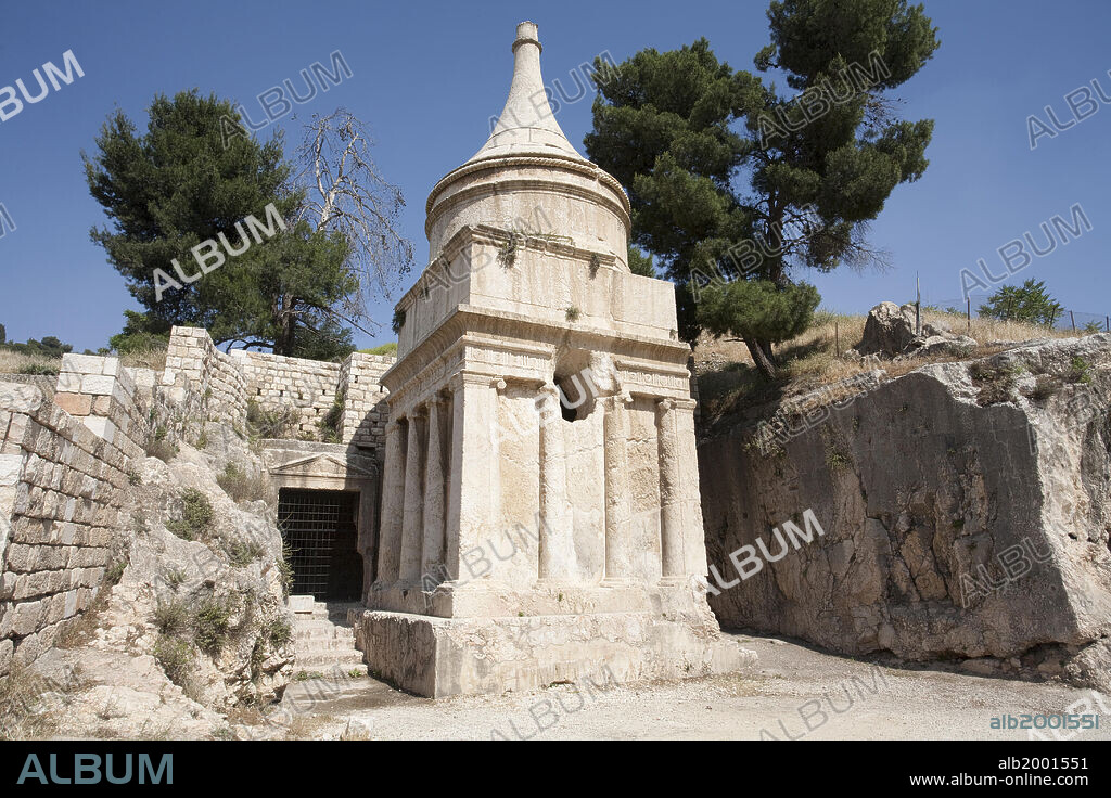 The Kidron Valley (also known as Yehoshafat Valley) runs to the east of the Old City of Jerusalem. It is the site of many Jewish tombs. The Tomb of Absalom or Absalom's Monument (Hebrew: Yad Avshalom) is an ancient tomb that has been traditionally identified as the tomb of Absalom, the rebellious son of King David, based on a verse in the Book of Samuel. The tomb is cut into the natural rock. Its elegant design is attributed to the 1st century AD.