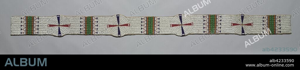 Blanket Strip, c. 1900. America, Native North American, Plains, Tsitsistas (Cheyenne) people, Post-Contact. Native-tanned hide, glass beads, metal beads, sinew thread ; overall: 163.8 x 11.4 cm (64 1/2 x 4 1/2 in.).