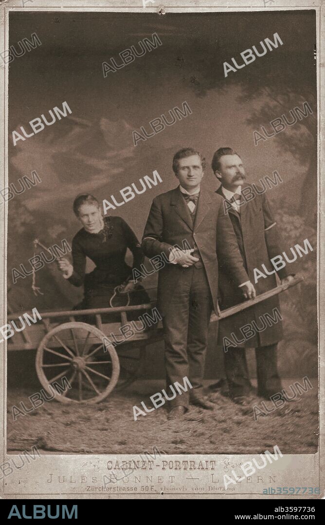 LUZERN PHOTO STUDIO JULES BONNET. Lou Andreas-Salomé, Paul Rée and Friedrich Nietzsche.